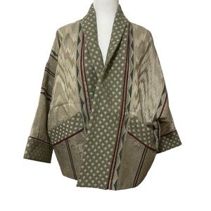 Majika Handcrafted Light Green Tapestry Kimono Style Coat US M